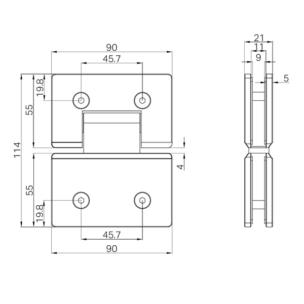 Nero 180 Degree Glass To Glass Shower Hinge 10Mm Glass Brushed Gold