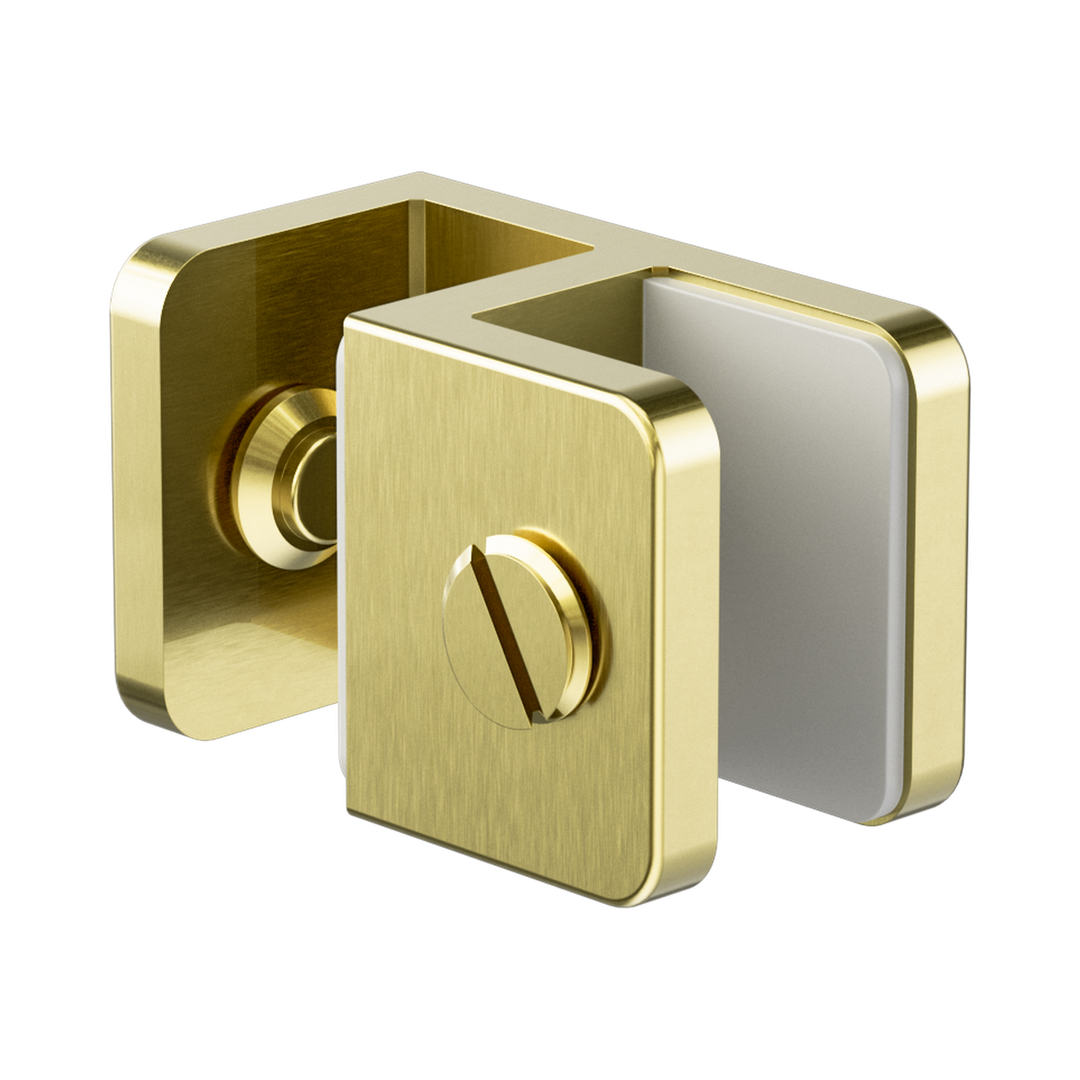 Nero Over-Panel Glass To Glass Fitting 10Mm Glass Brushed Gold