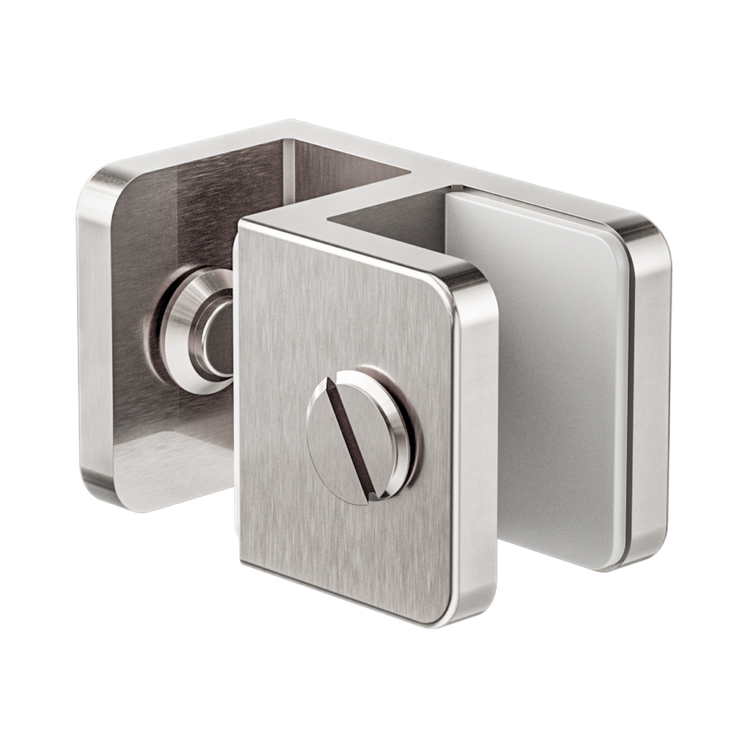 Nero Over-Panel Glass To Glass Fitting 10Mm Glass Brushed Nickel