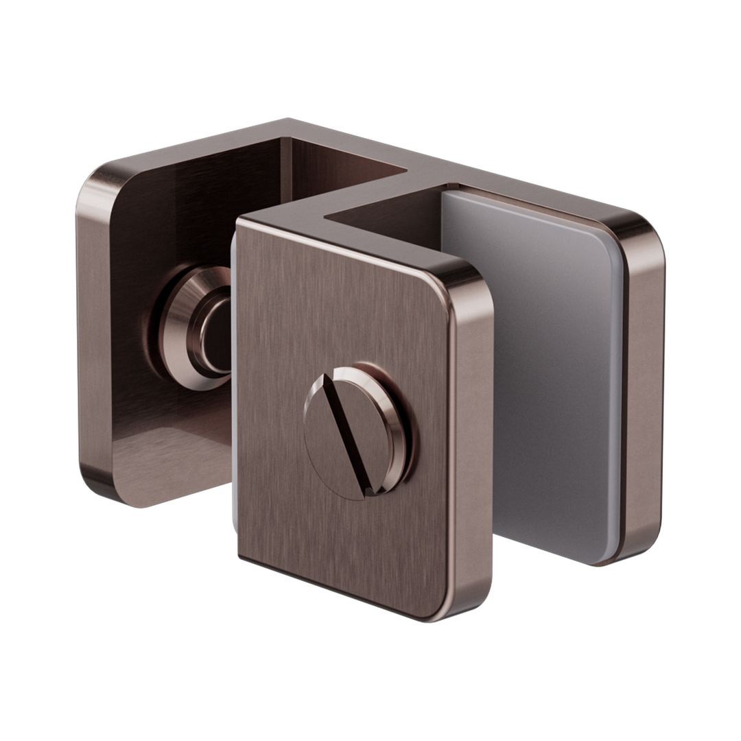 Nero Over-Panel Glass To Glass Fitting 10Mm Glass Brushed Bronze