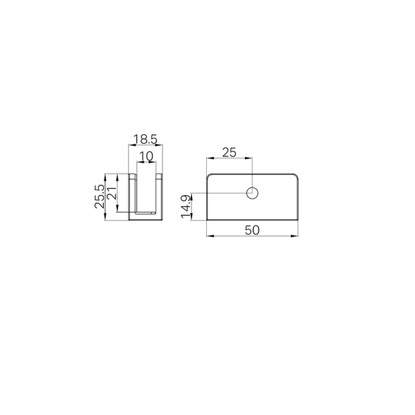 Nero Shower U Bracket 10Mm Glass Brushed Nickel