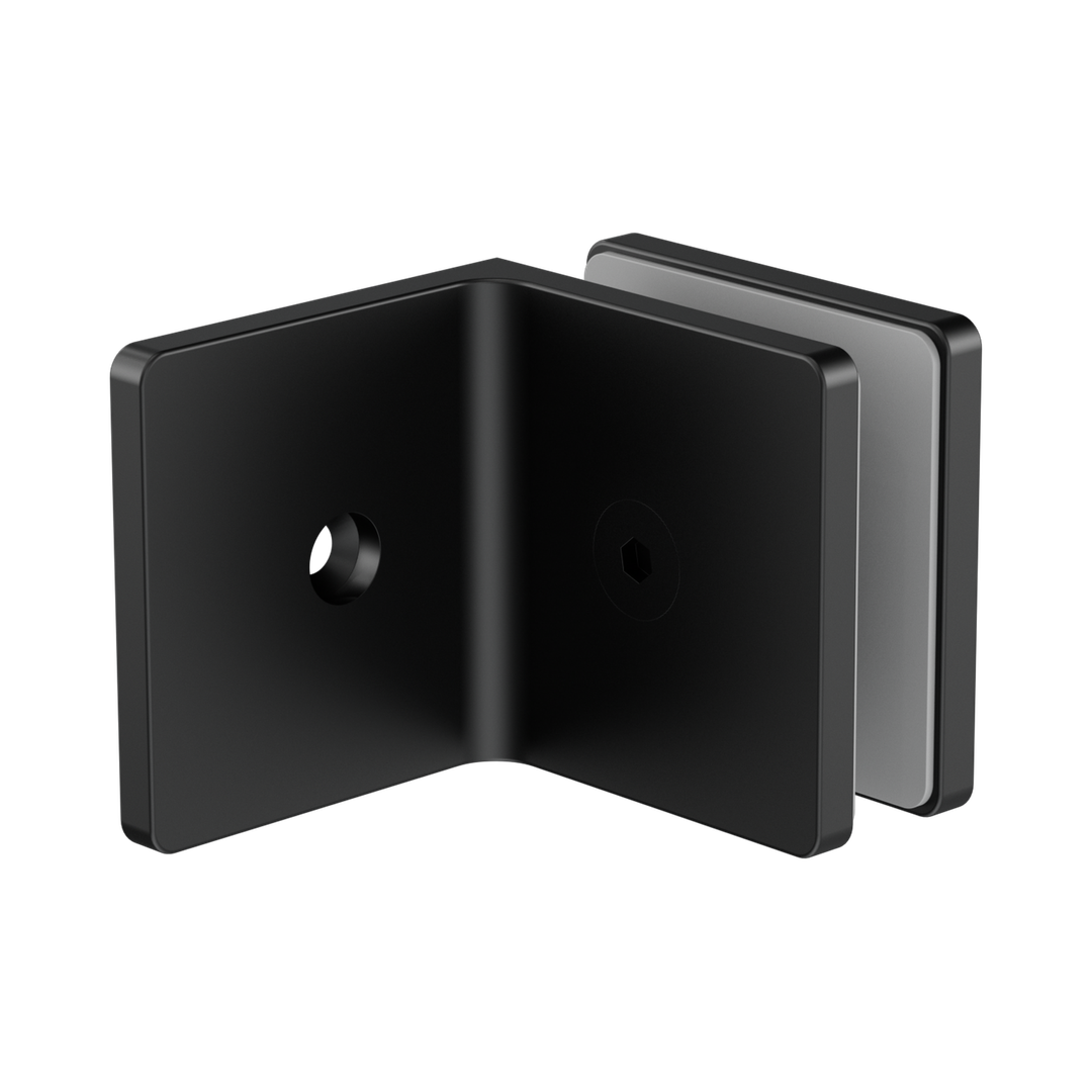 Nero 90 Degree Glass To Wall Bracket 10Mm Glass Matte Black
