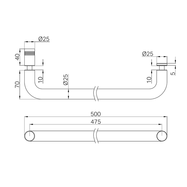 Nero Towel Bar 500Mm Brushed Bronze