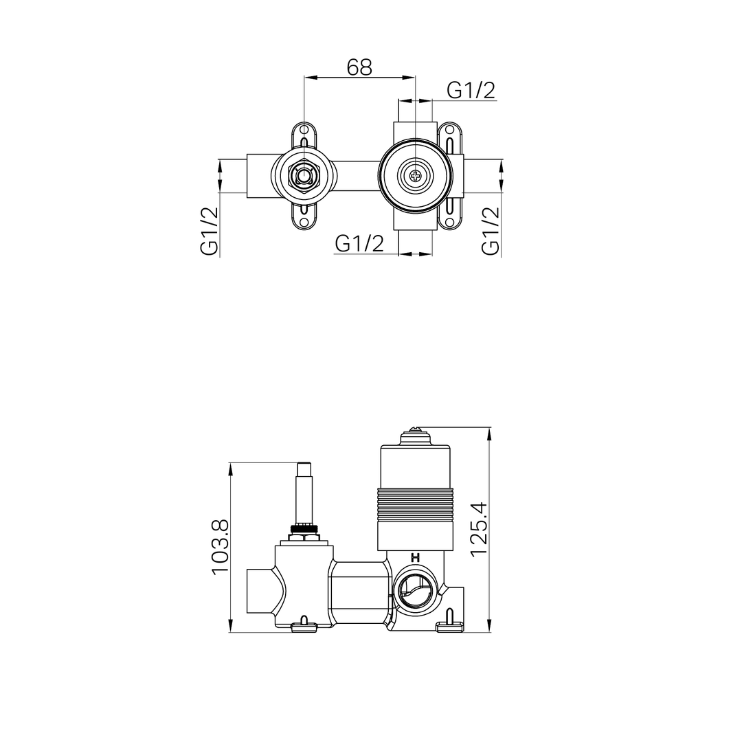 Nero Project 35mm Universal Shower Mixer With Divertor Body Only