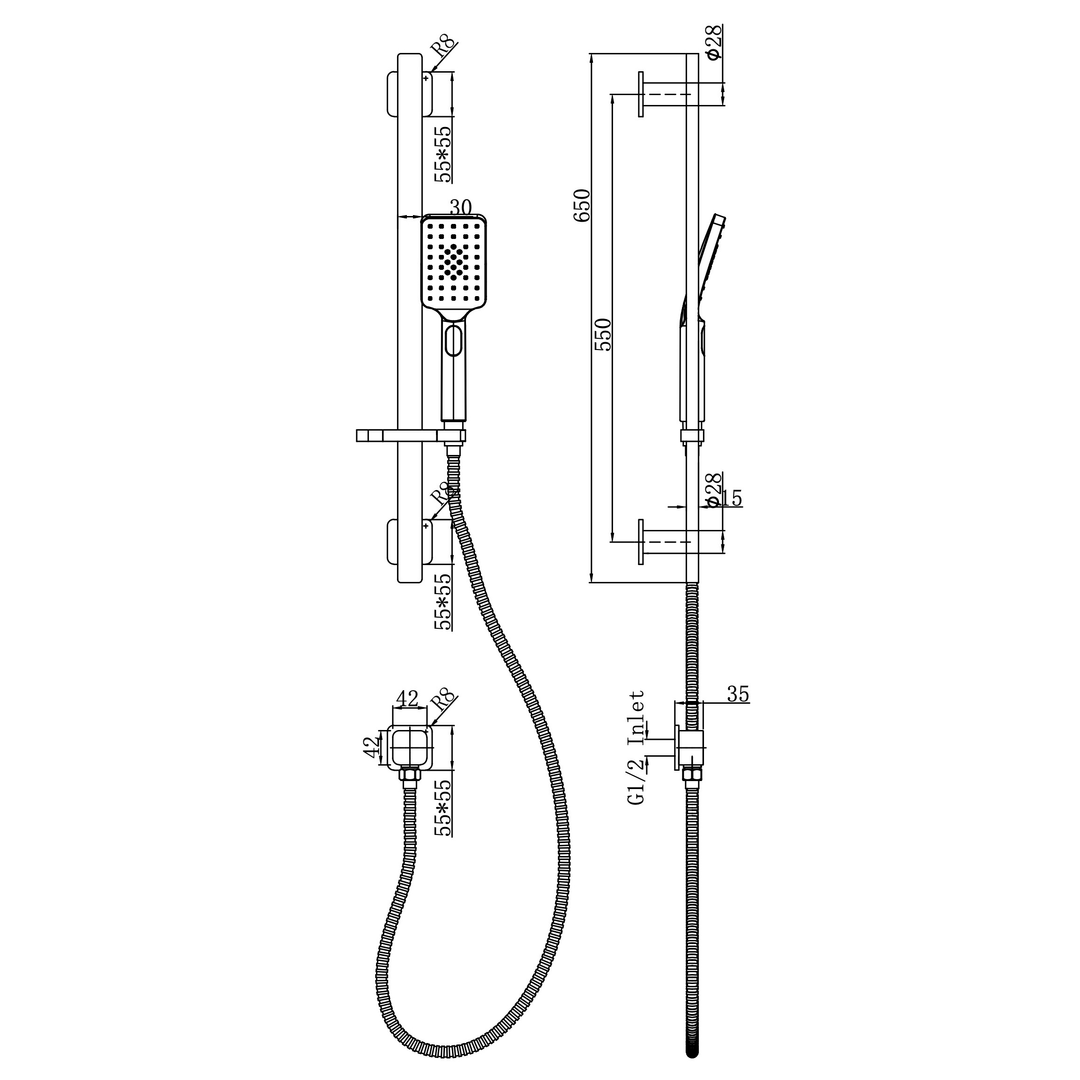 Aspire Nuovo Rail Shower Brushed Brass