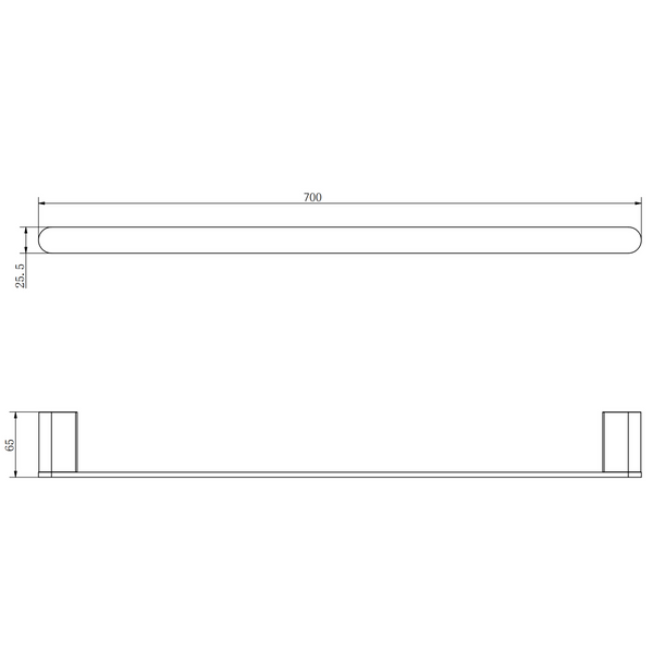 Aspire Nuovoair 700mm Towel Single Rail (Matches Aspire Air And Nuovo) Brushed Nickel