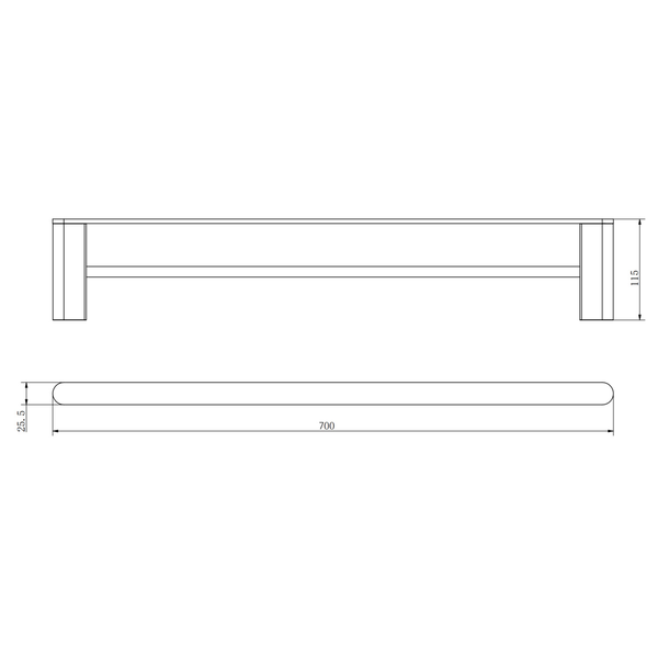 Aspire Nuovoair 700mm Towel Double Rail (Matches Aspire Air And Nuovo) Brushed Nickel