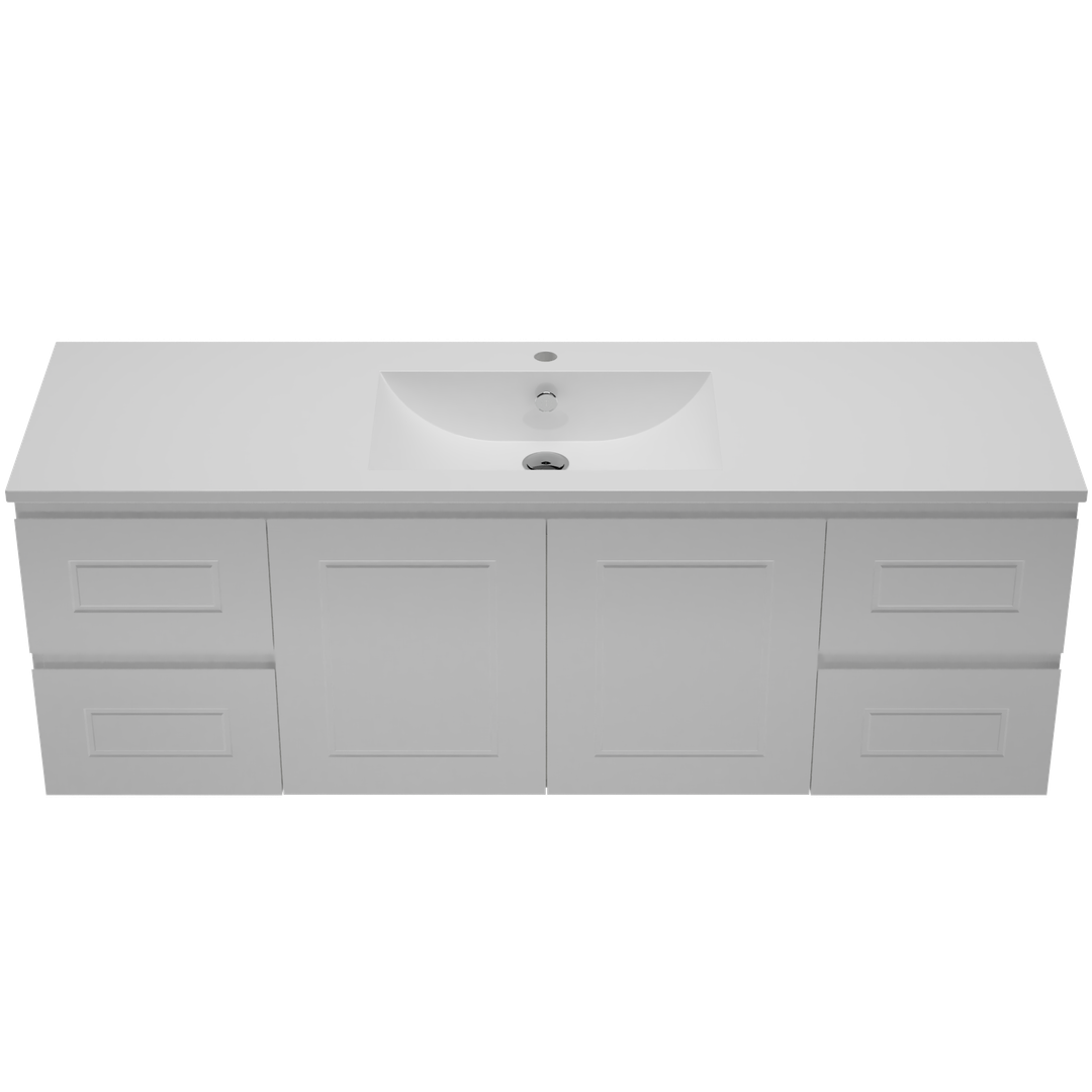 Timberline Nevada Classic Vanity 1500 Single Bowl Alpha Ceramic Top Wall Hung