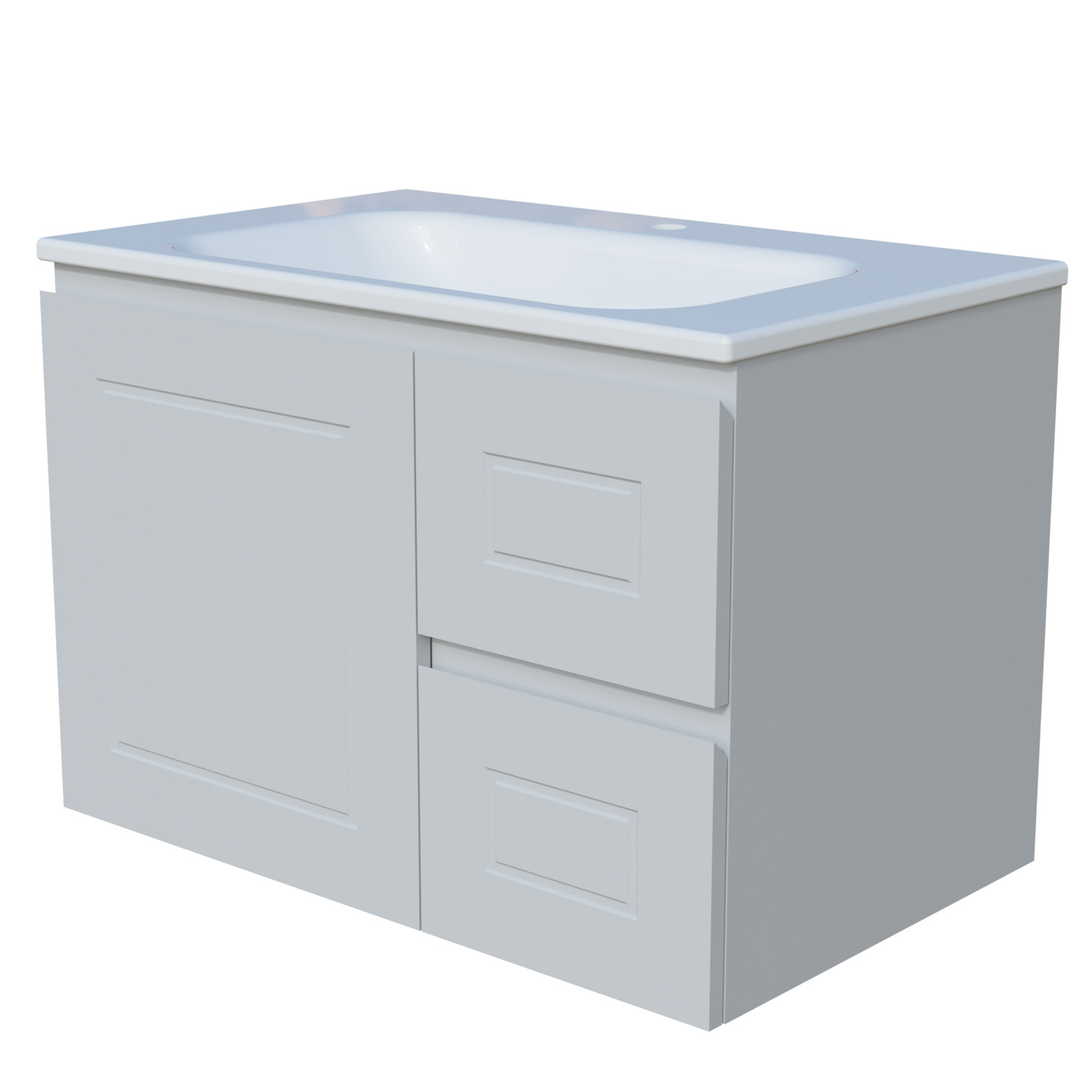 Timberline Nevada Classic Vanity 750mm Centre Bowl Stadium Top Wall Hung