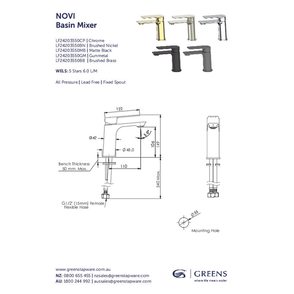 Greens Novi Basin Mixer Chrome