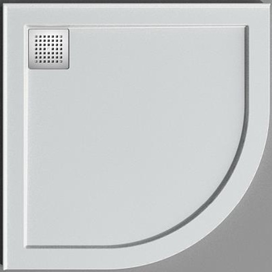 OCEANO STONELITE ECO BASE 1000 X 1000 CURVED CORNER REAR OUTLET CHROME WASTE