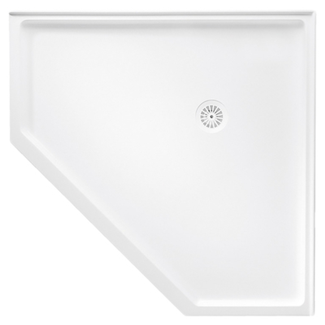 OCEANO STONELITE ECO BASE 914 X 914 NEO CORNER REAR OUTLET CHROME WASTE