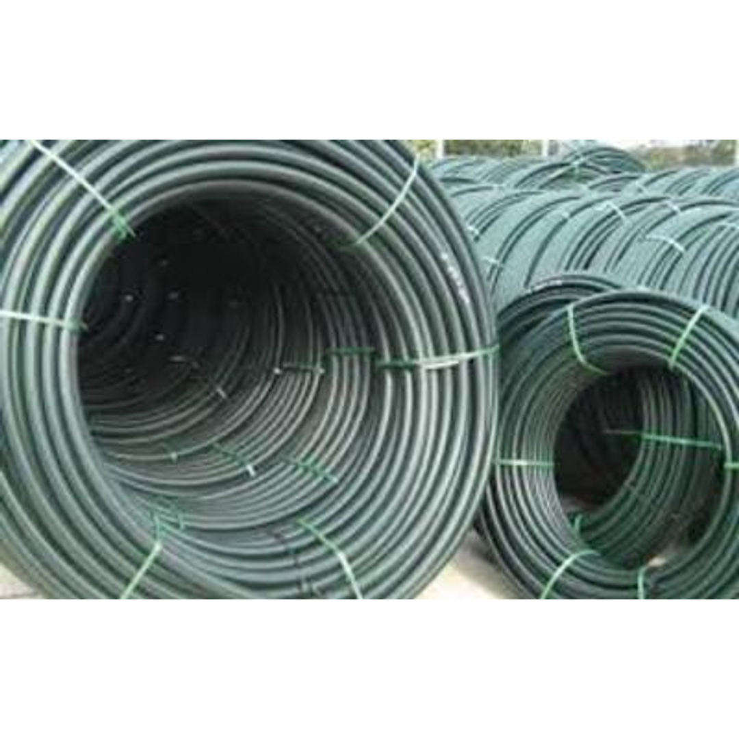 40 Rural Poly Pipe 150Mt Coil Pe100 Class B 800Kpa Black With Green Stripe