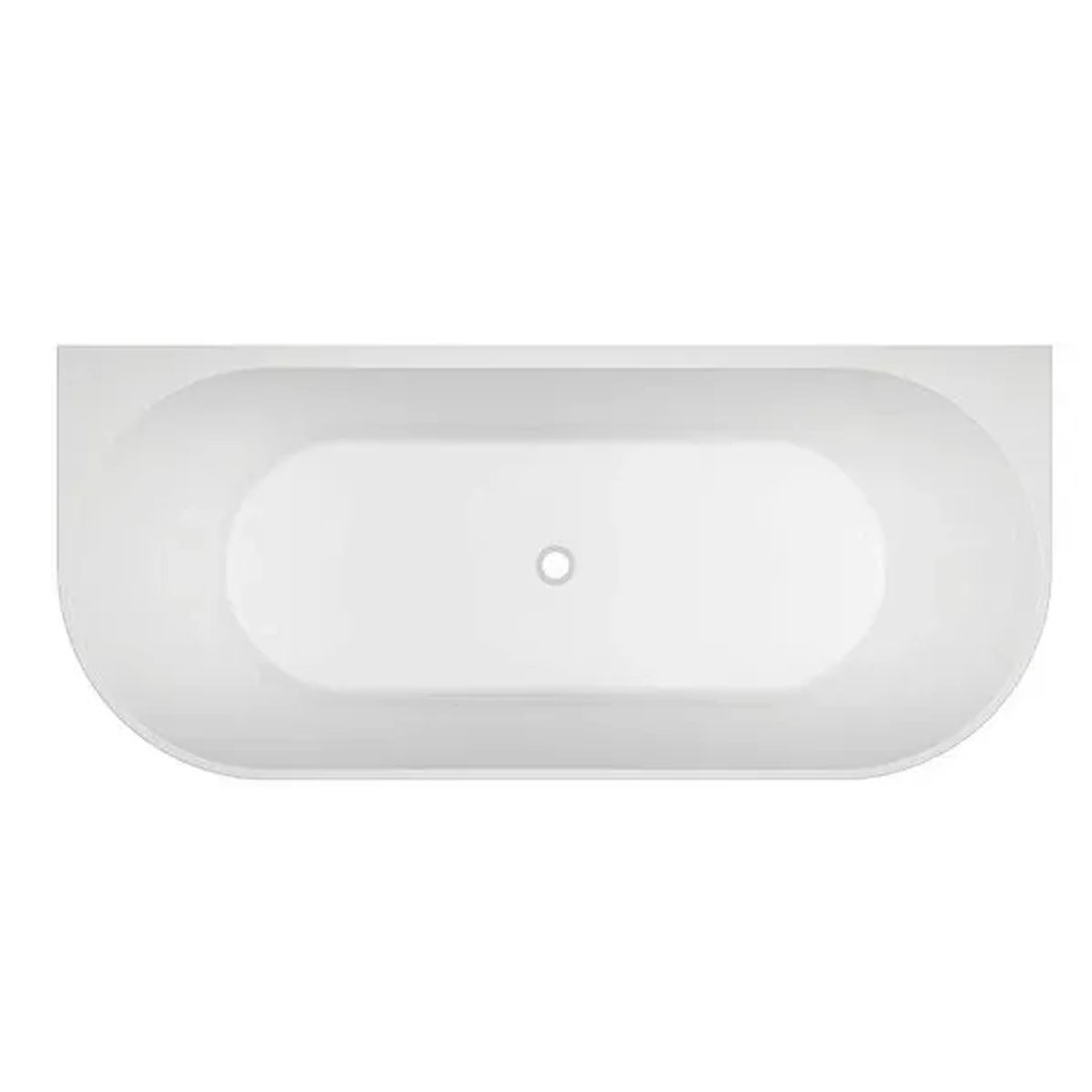 Oceano Adore 1500X730 Gloss Back To Wall Bath Includes White Overflow Waste Outlet