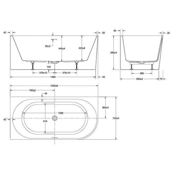 Oceano Adore 1500X730 Gloss Left Hand Corner Bath Includes White Overflow Waste Outlet