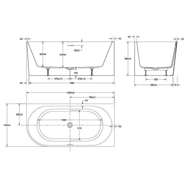 Oceano Adore 1500X730 Matte White R/H Corner Bath Includes White Overflow Waste Outlet