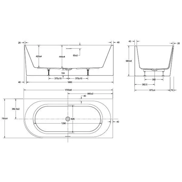 Oceano Adore 1700X750 Matte White R/H Corner Bath Includes White Overflow Waste Outlet