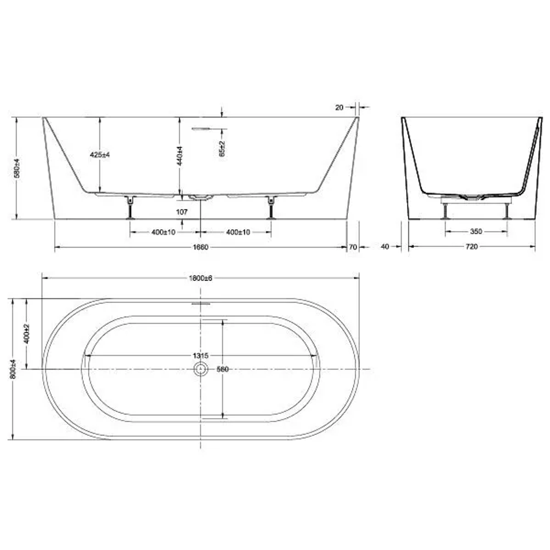 Oceano Adore 1800X800 Gloss Left Hand Corner Bath Includes White Overflow Waste Outlet