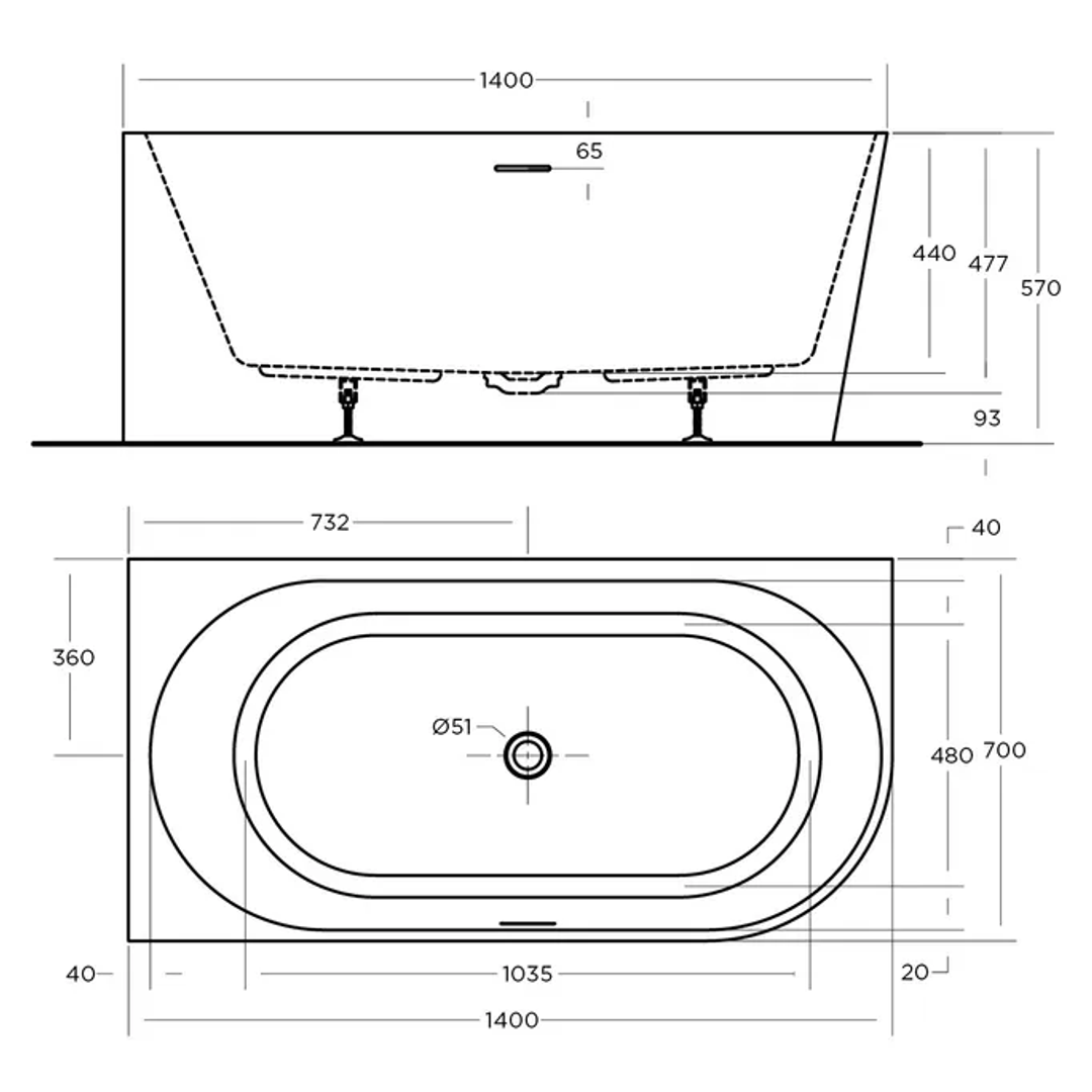 Oceano Eco 1400 Corner Bath Left Hand White 1400Mm X 700Mm