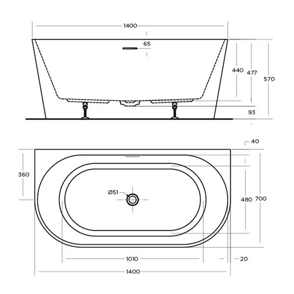 Oceano Eco 1500 Corner Bath Right Hand White 1500mm X 730mm No Overflow