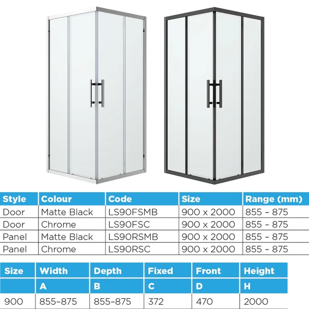 Oceano Louve Square Slider Panels 900 X 2000 Chrome