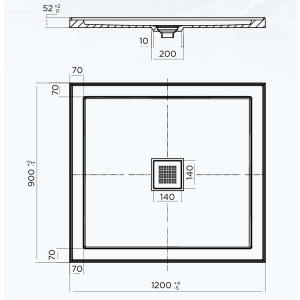 Oceano Stonelite Eco Base Centre Outlet Chrome Waste - 1200 X 900