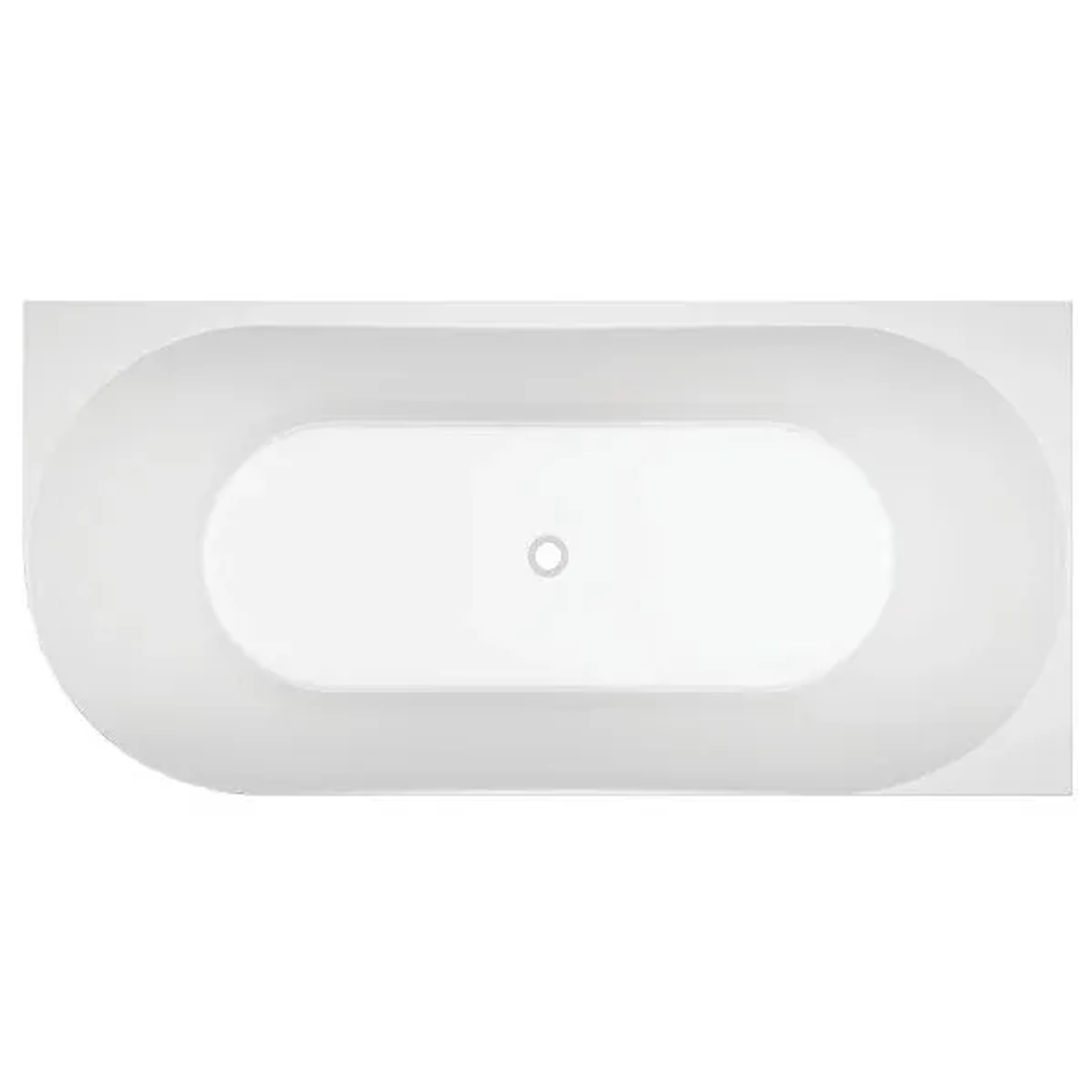 Oceano Stria 1500X750 Fluted Gloss White Right Hand Corner Bath Includes White O/F Waste Outlet