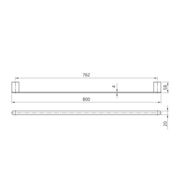 Oliveri MA830A26 Madrid Towel Rail Sgl 800mm Chrome