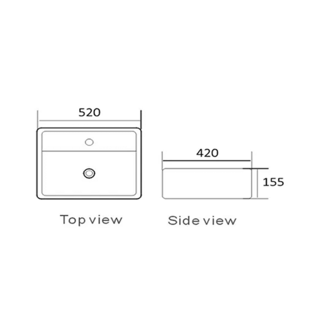 Otti Above Counter/W/Hung Basin 1 Taphole With Overflow Gloss White 520X420X155Mm