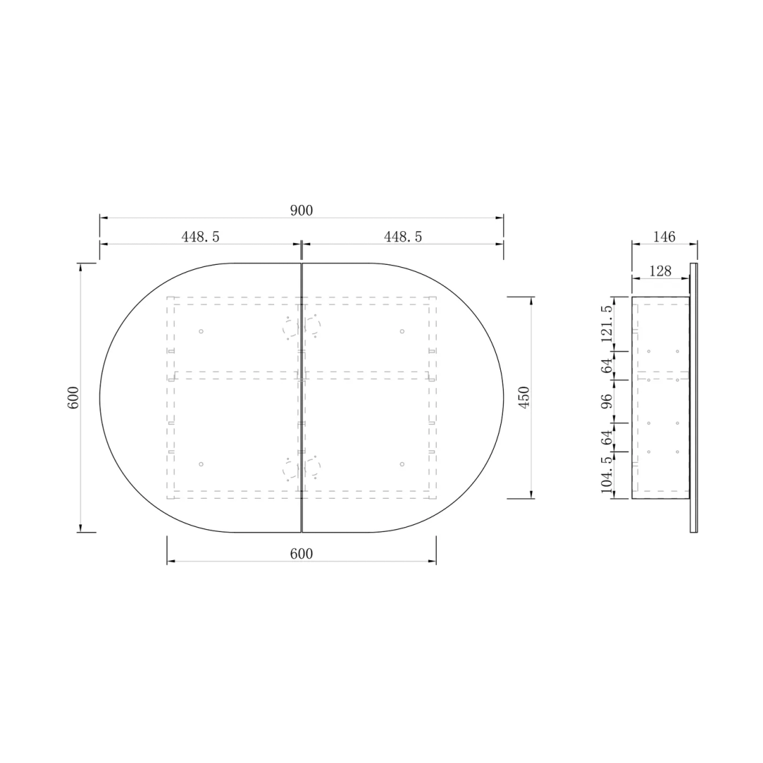 Otti Led Bondi 900X600 Shaving Cabinet Matte White