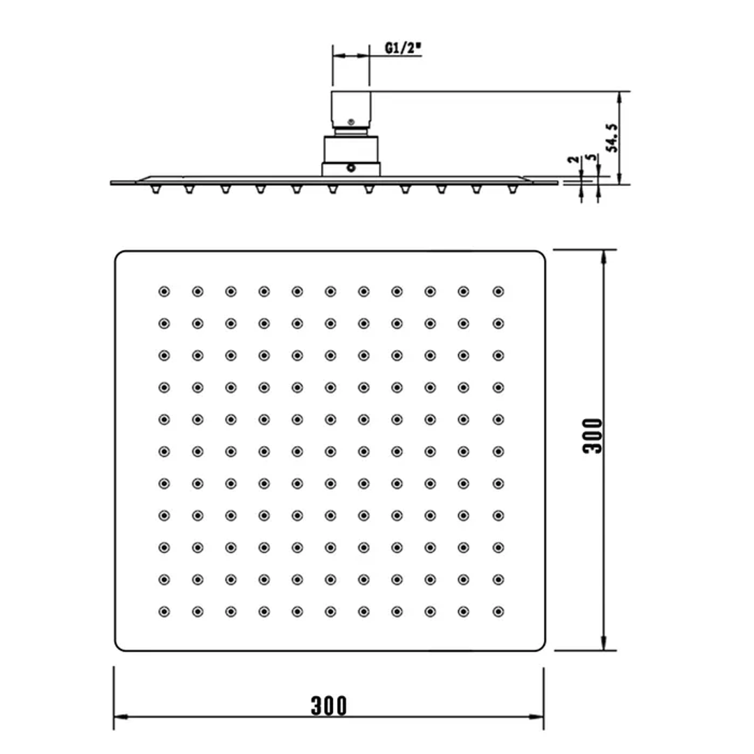 Otti Taran Stainless Shower Head Square 300 Chrome