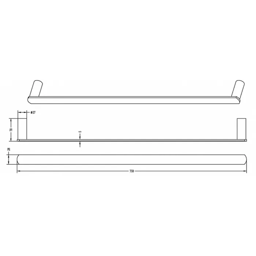 Otti Vetto Single Towel Rail 750Mm Black