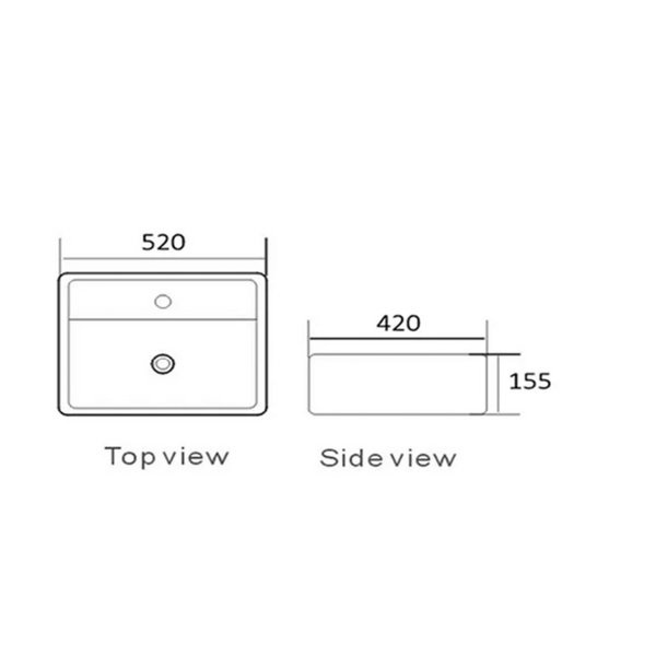 Otti Wall Hung Basin 1 Tap Hole W/Overflow Gloss White Dimension: 460*425*155
