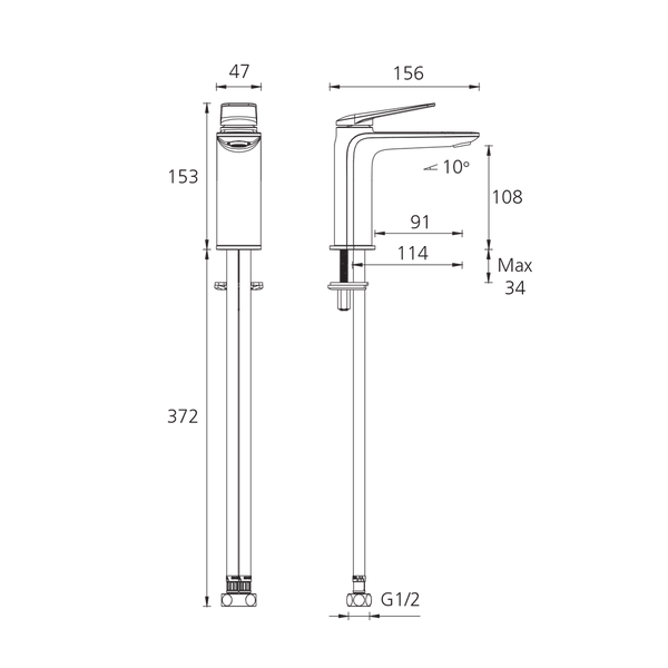 Oliveri PA069526FMB Paris Basin Mixer Matte Black