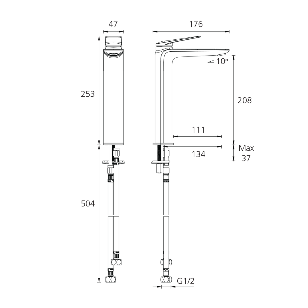 Oliveri PA070526FMB Paris Basin Tower Matte Black