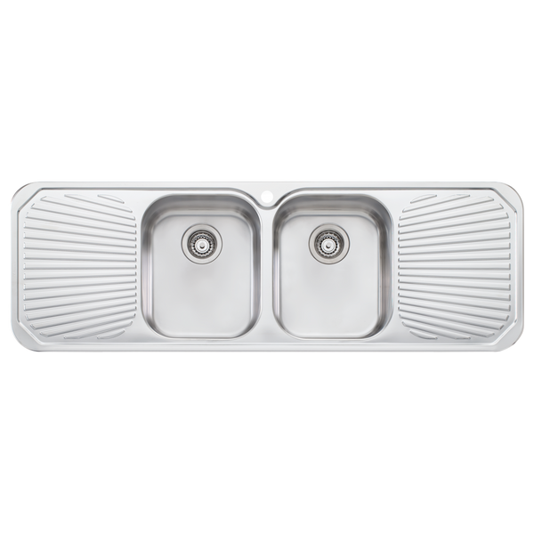Oliveri Petite Double Bowl Topmount Sink W Dbl Drainer 1 Tap Hole