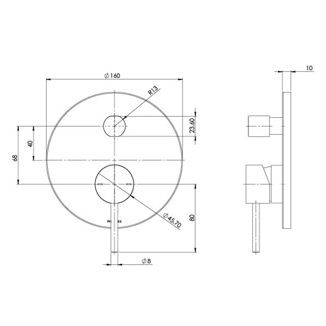 Phoenix Pina Shower/Bath Diverter Brushed Nickel