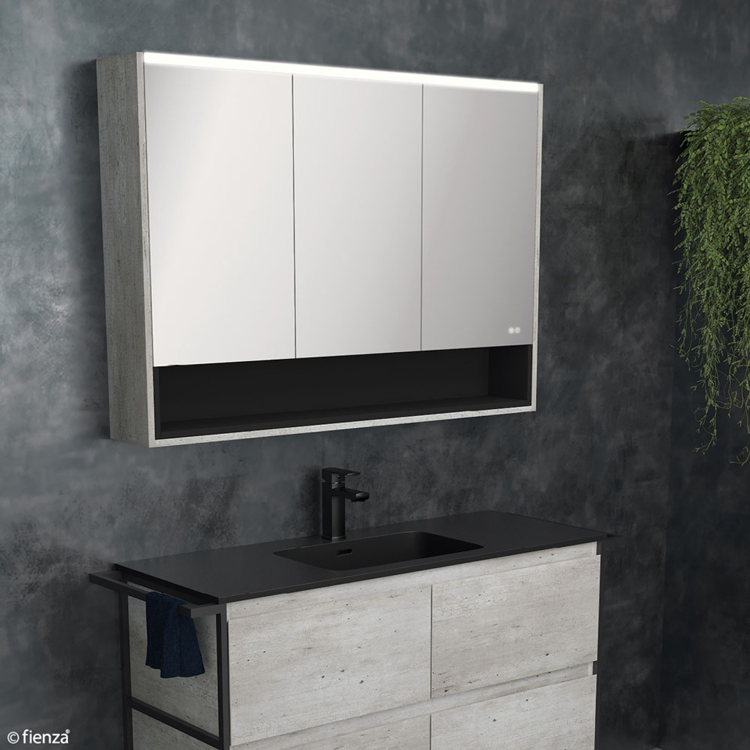 Fienza Led Mirror Cabinet 900 With Display Shelf Scandi Oak