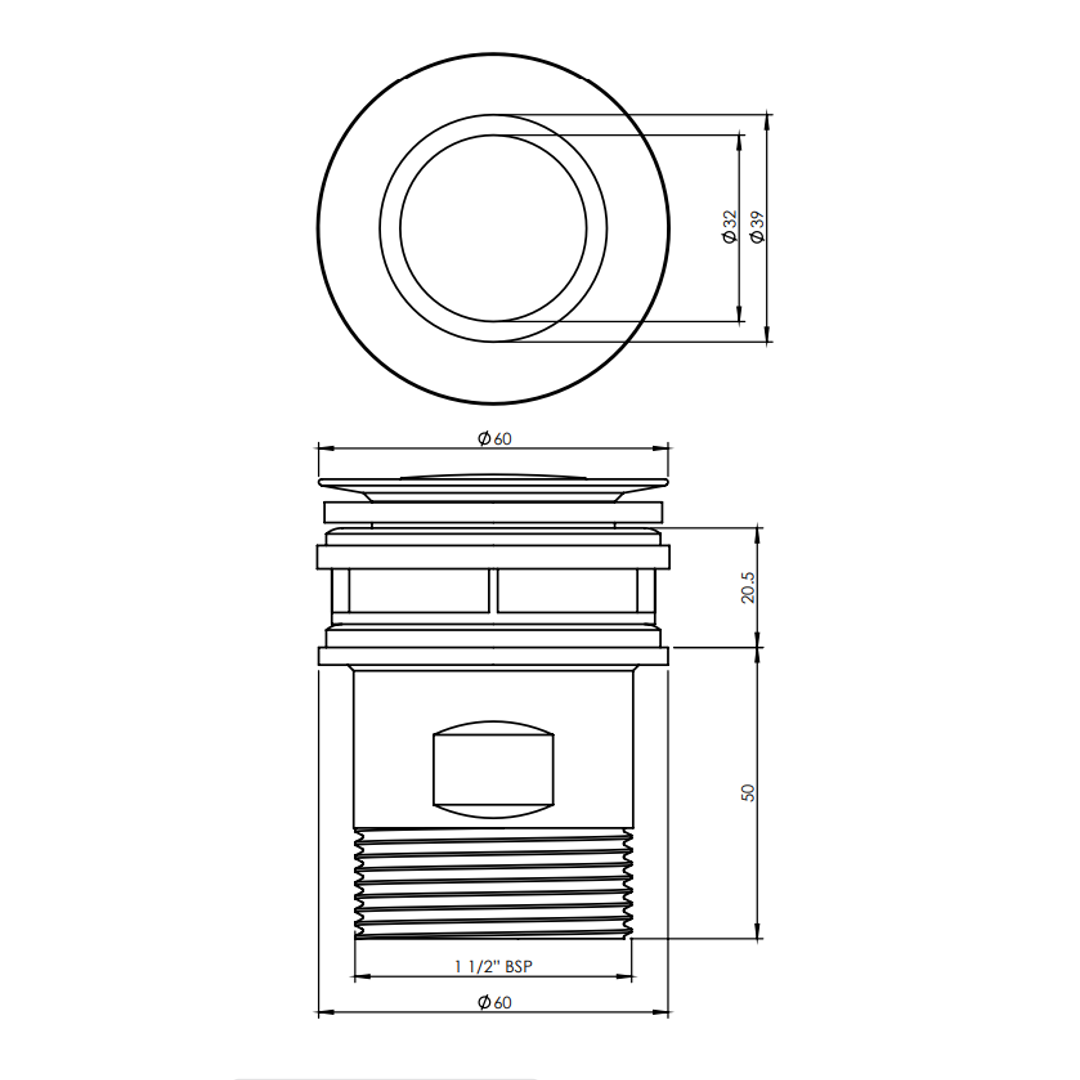 Bounty Basin Pop Down Waste 40mm & 32mm Of & Nof Matt White