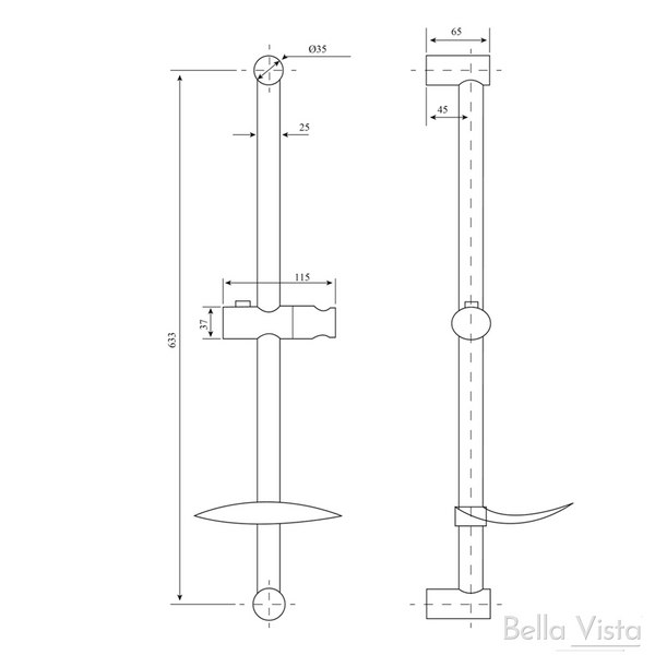 Bella Vista Shower Head On Rail Round Chrome W/ Soap Dish