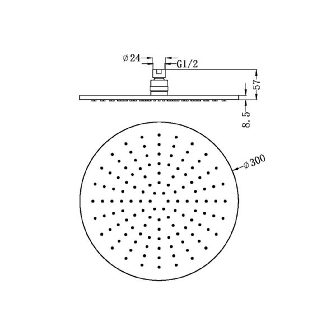 Nero 300Mm Round Shower Head Matt Black