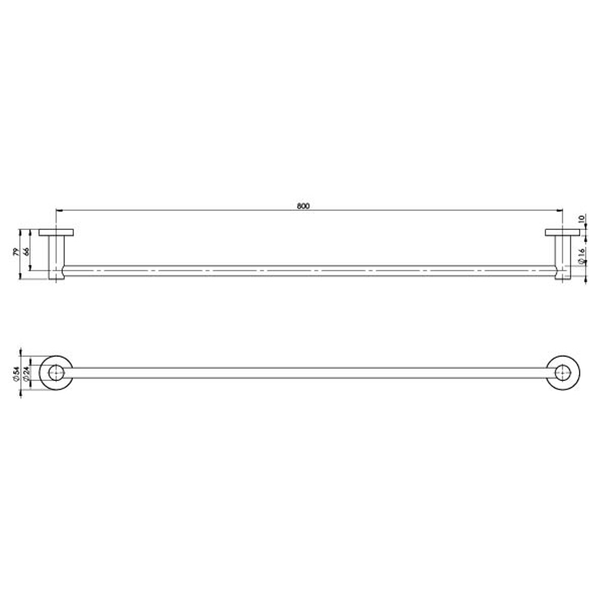 Phoenix Radii Single Towel Rail 800Mm Round Plate Brushed Gold Ra803-12