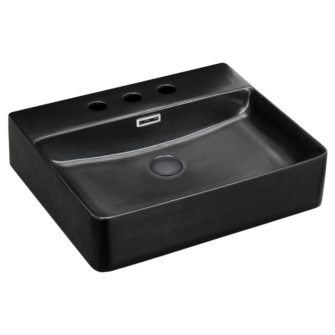 Petra Matt Black Above Counter Basin 500 X 420 X 120mm (3 Tap)