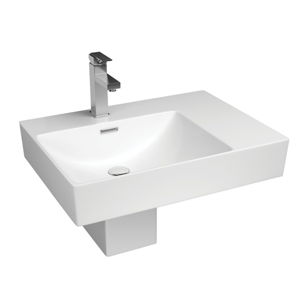 Fienza Tono 600 Wall Hung Basin With Shroud Left Hand Bowl Ceramic 1Th