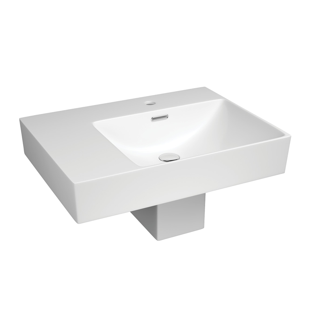 Fienza Tono 600 Wall Hung Basin With Shroud Right Hand Bowl Ceramic 1Th