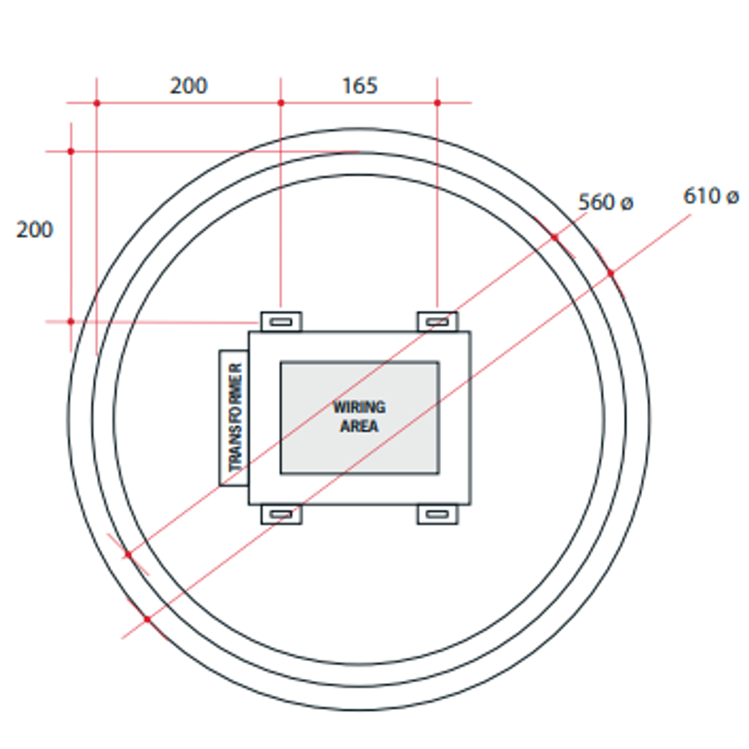 Thermogroup Backlit Square Mirror Without Border Cools Includes Mirror Demister - 900x900x45mm 68Watts