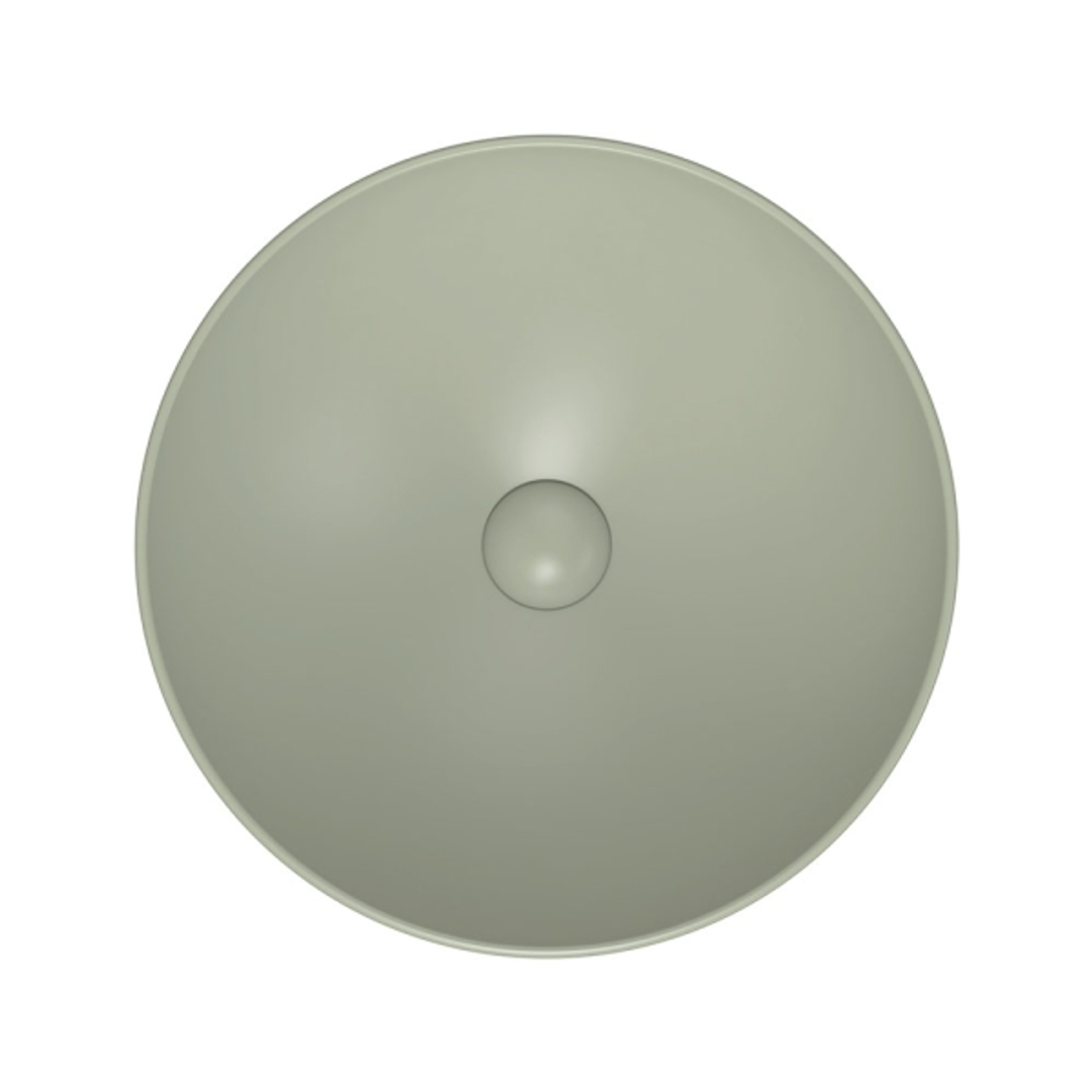 Fienza Aluca Slim Edge Basin 400mm Matte Olive Ceramic Above Counter