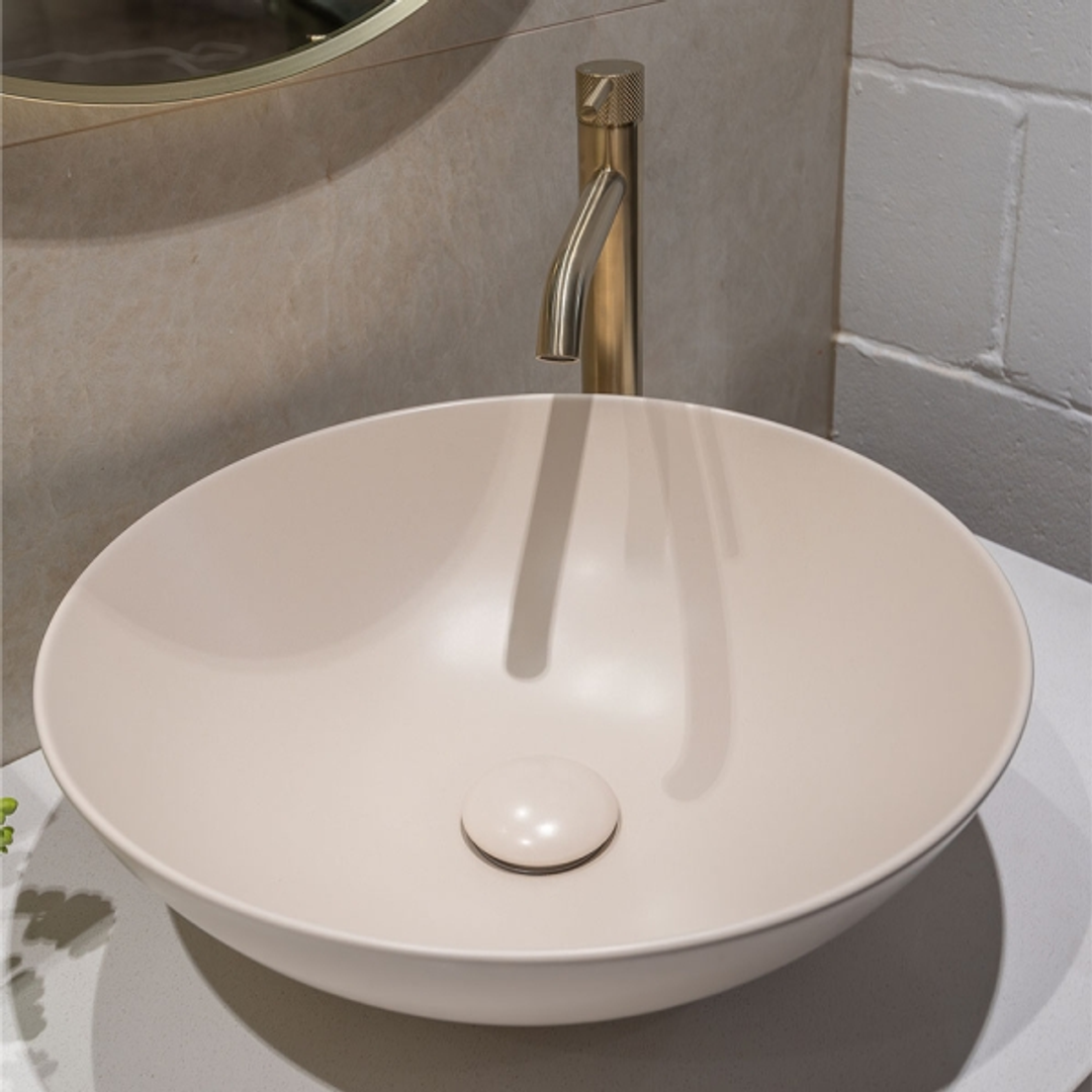 Fienza Aluca Slim Edge Basin 400mm Khaki Ceramic Above Counter