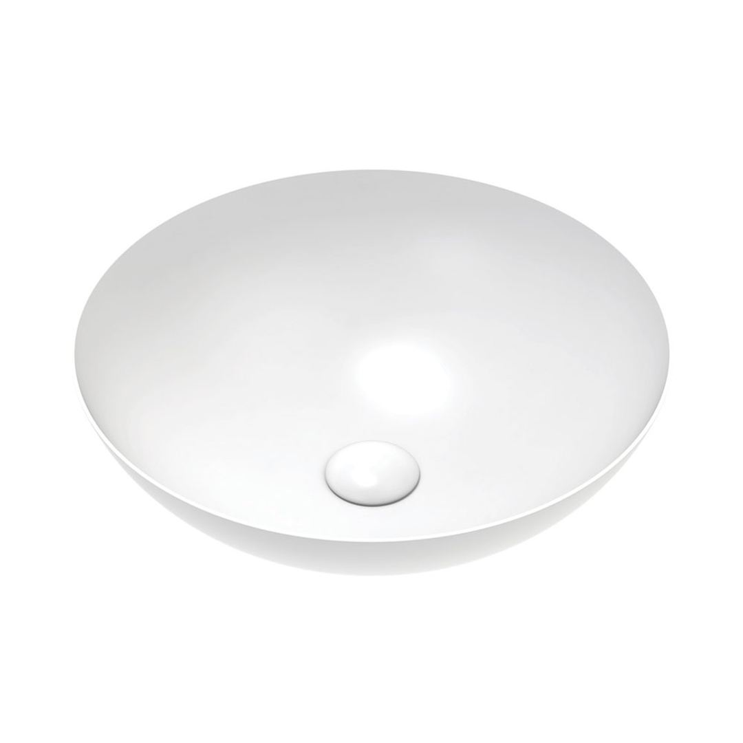 Fienza Aluca Slim Edge Basin 400mm Matte White Ceramic Above Counter