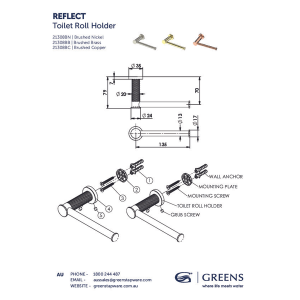 Greens Reflect Toilet Roll Holder Chrome